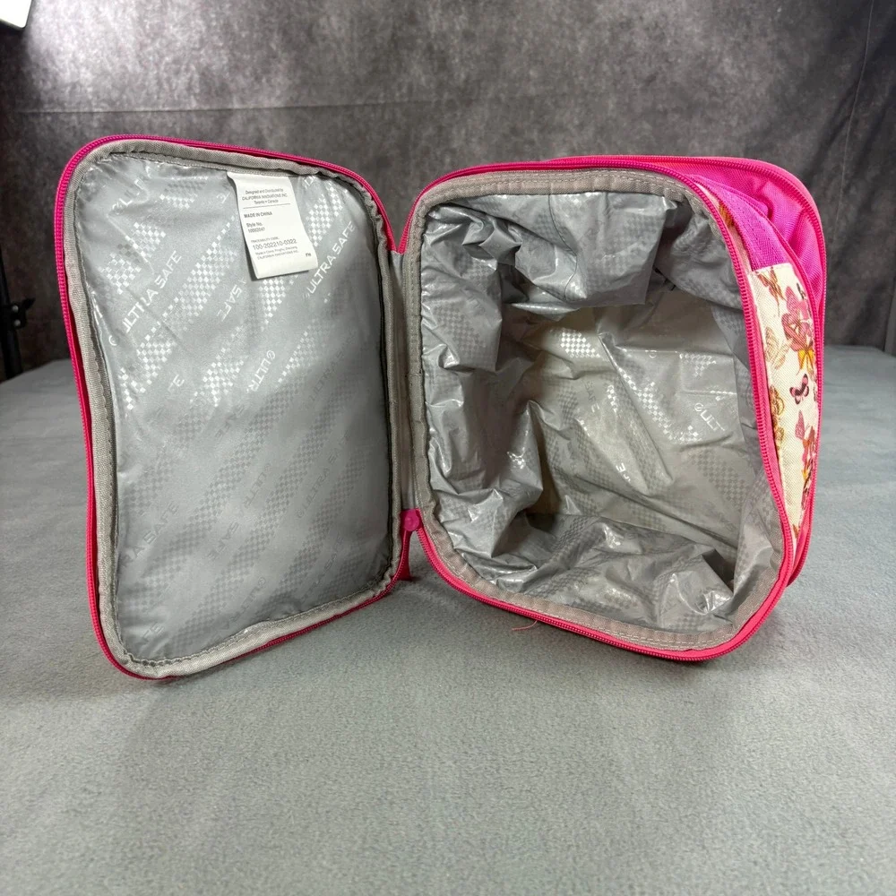 Arctic Zone Butterfly Print Expandable Insulated Lunch Bag Pink Recycled Fabric